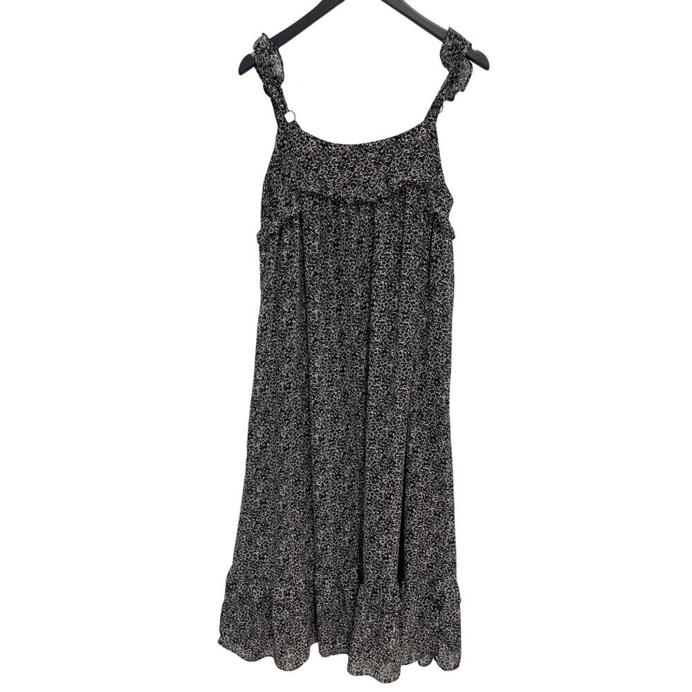 Leela and Lavender Sleeveless Floral Midi Dress Size Small Ruffle Black Summer